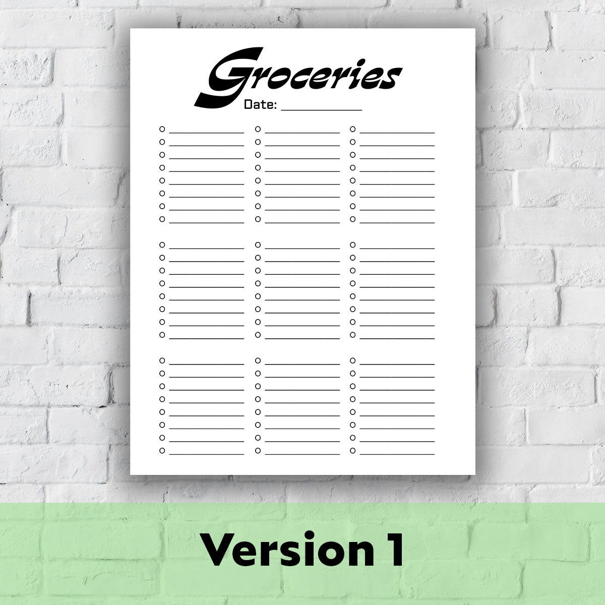 Printable Grocery List - Vintage