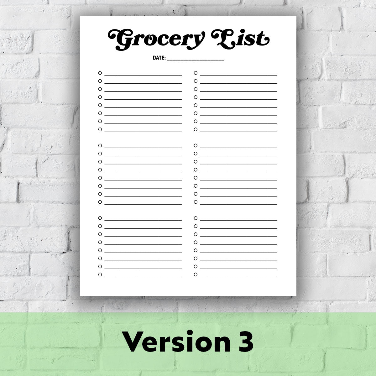 Printable Grocery List - Grocery List