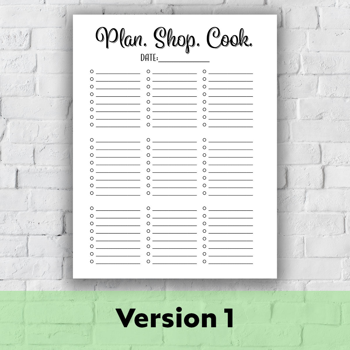 Printable Grocery List - Plan. Shop. Cook.