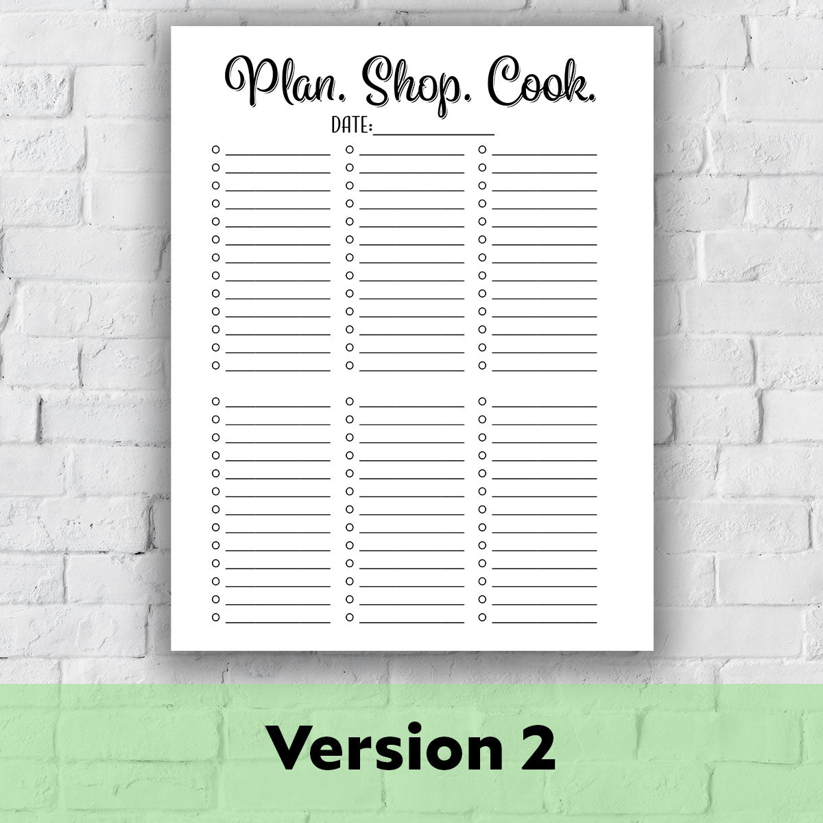 Printable Grocery List - Plan. Shop. Cook.