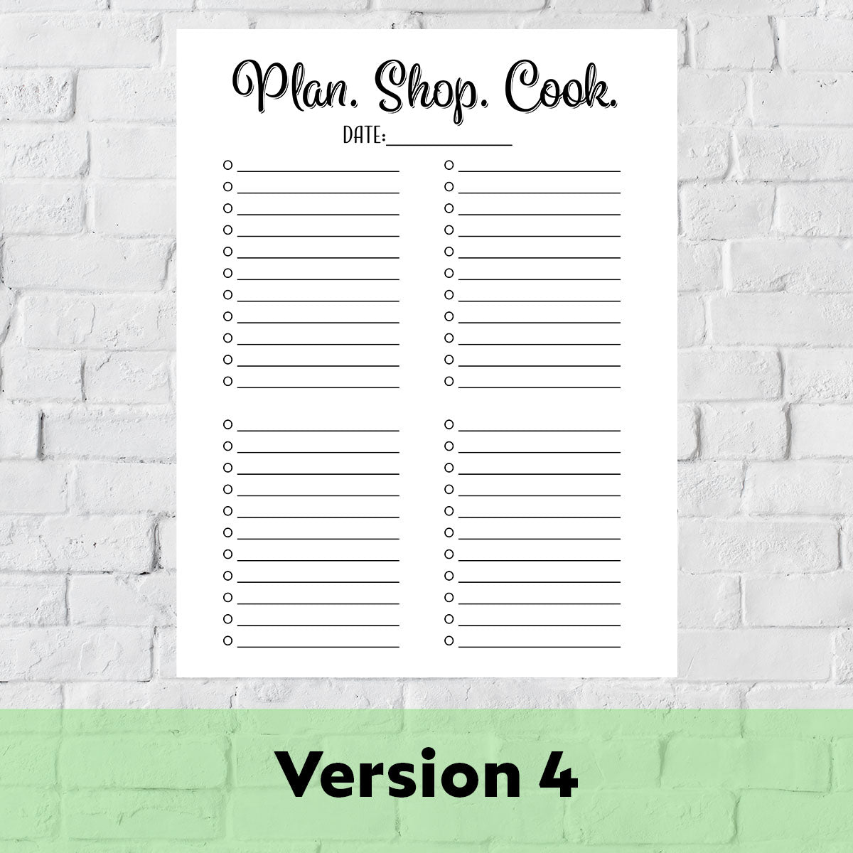 Printable Grocery List - Plan. Shop. Cook.