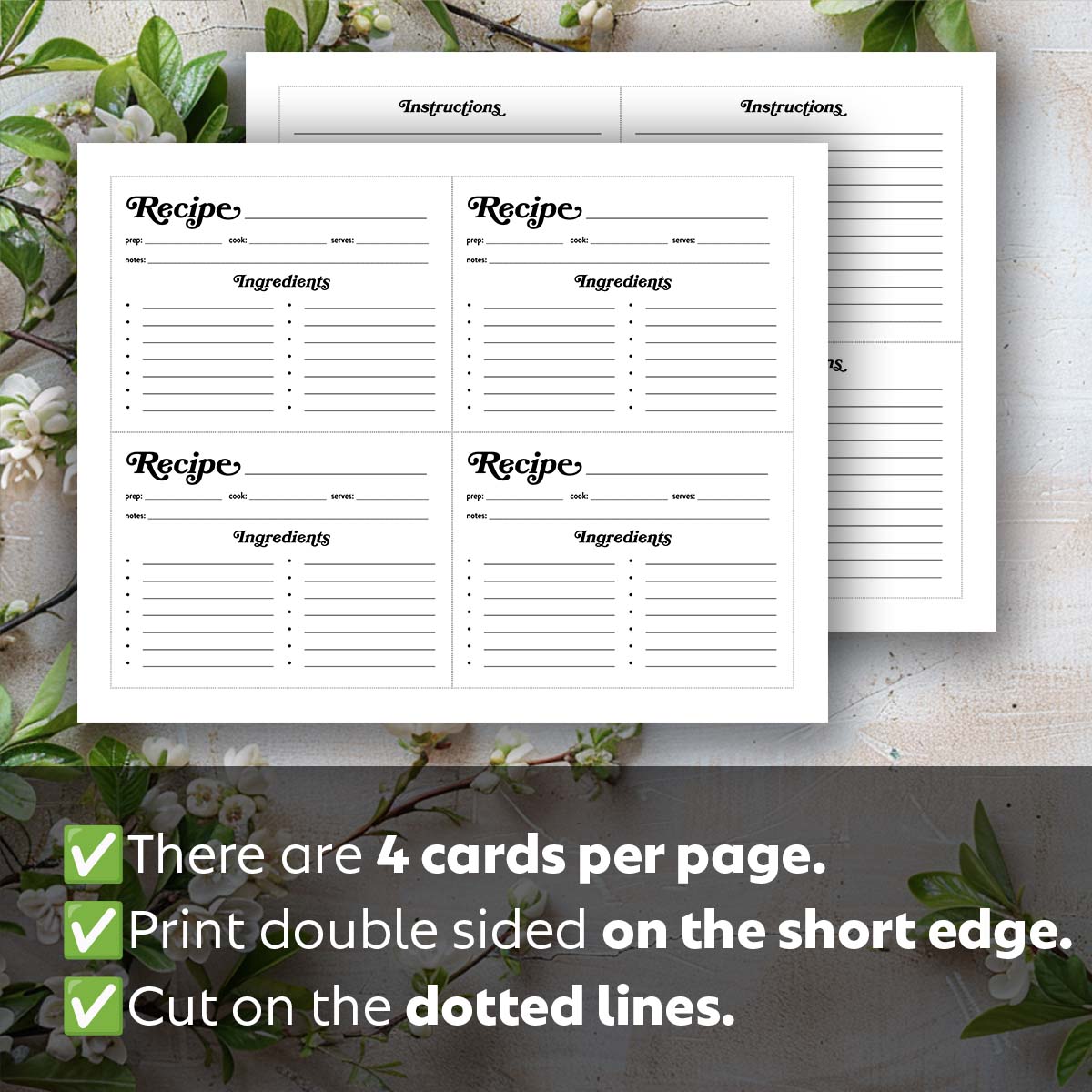 Printable Recipe Card - Vintage Style 1