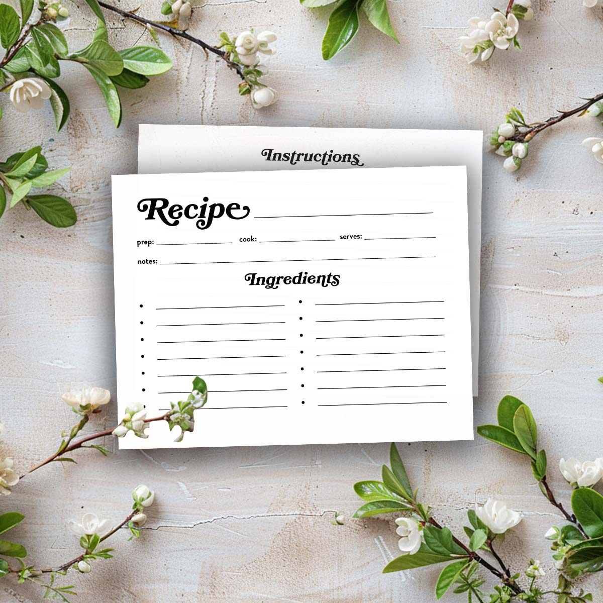 Printable Recipe Card - Vintage Style 1