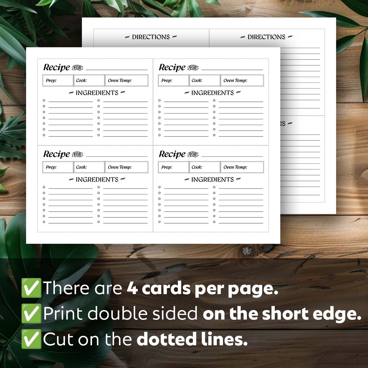 Printable Recipe Card - Vintage Style 3