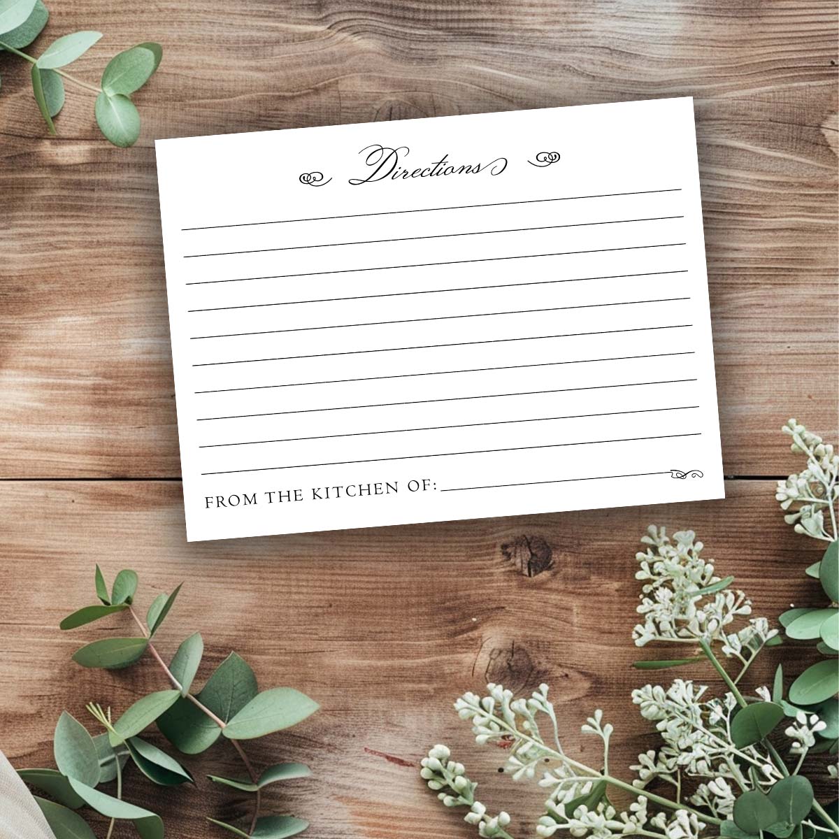 Printable Recipe Card - Elegant Style 3