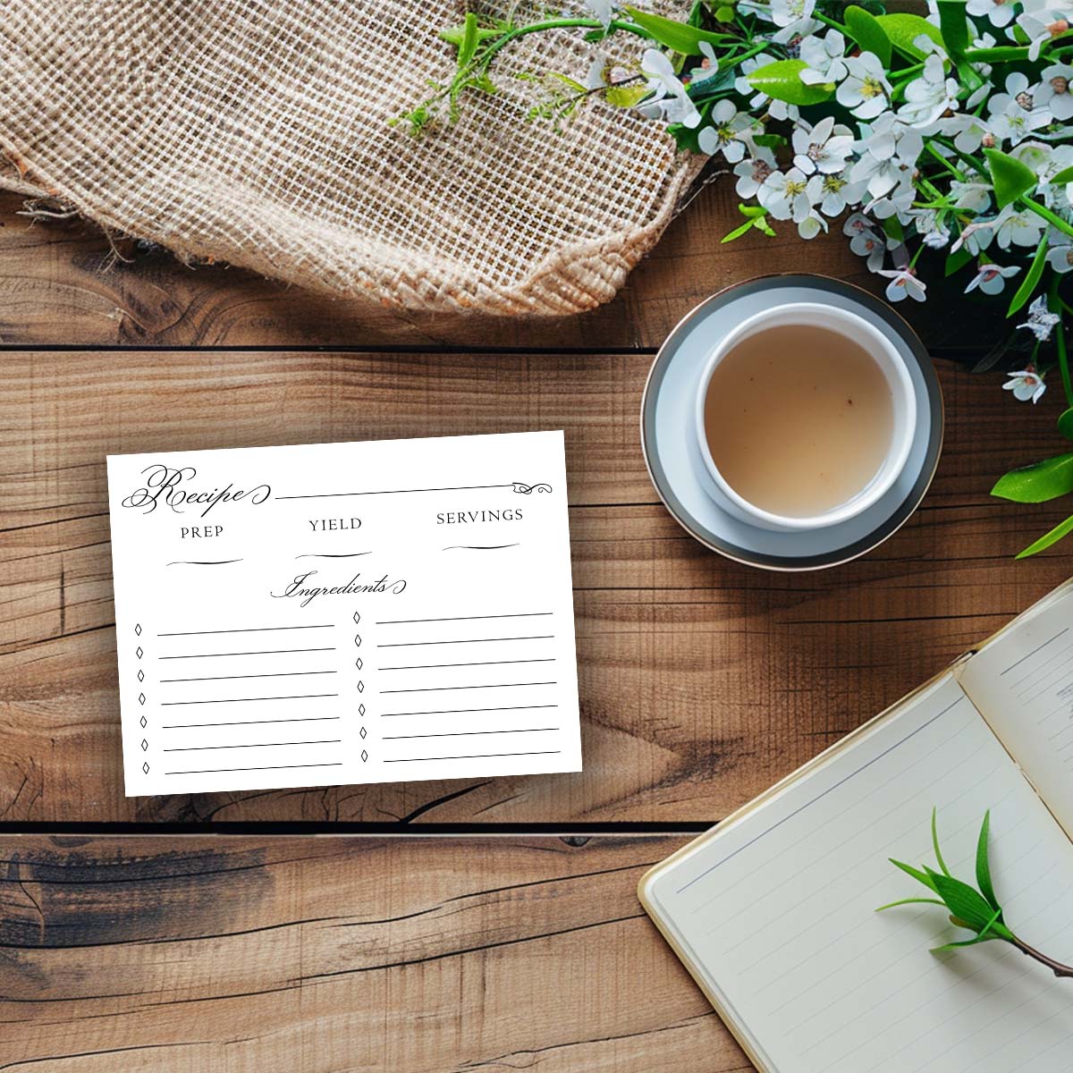 Printable Recipe Card - Elegant Style 3