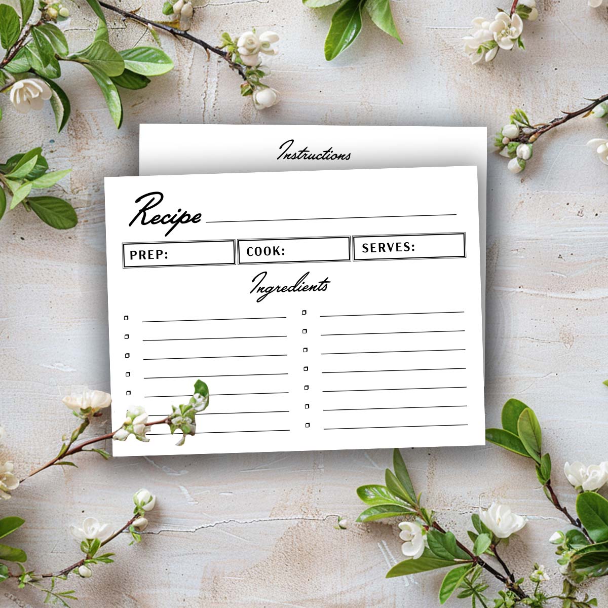 Printable Recipe Card - Vintage Style 2