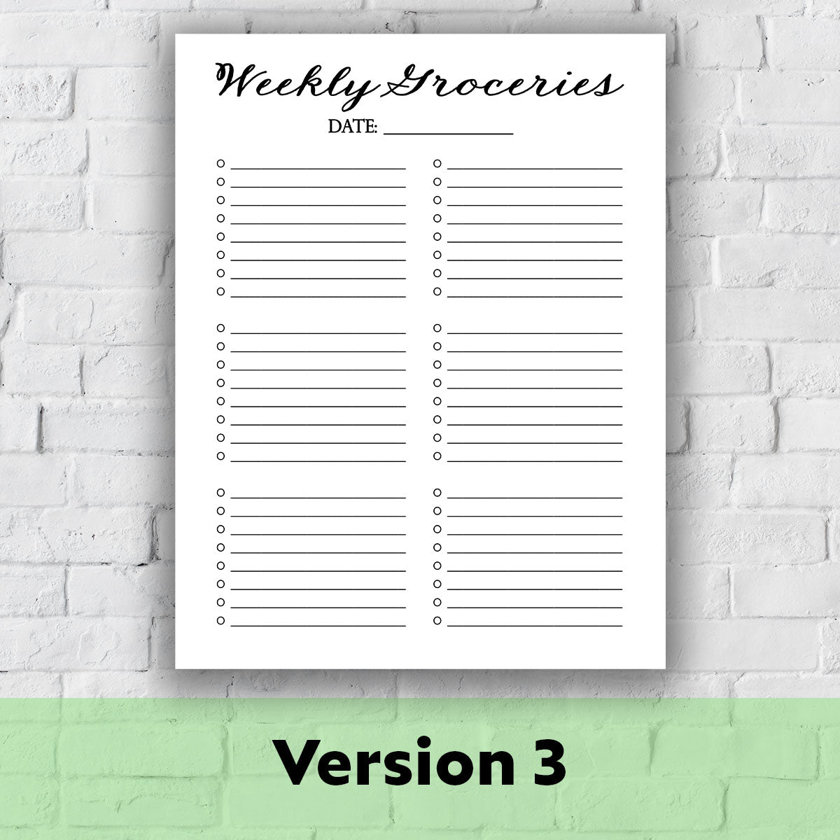Printable Grocery List - Weekly Groceries