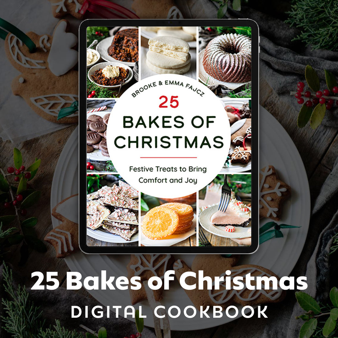 cover of a Christmas cookbook on an iPad.