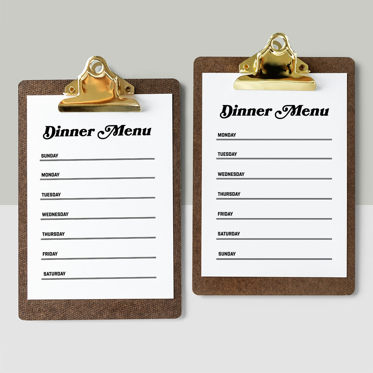 Printable 1-Week Dinner Menu - 80s Style