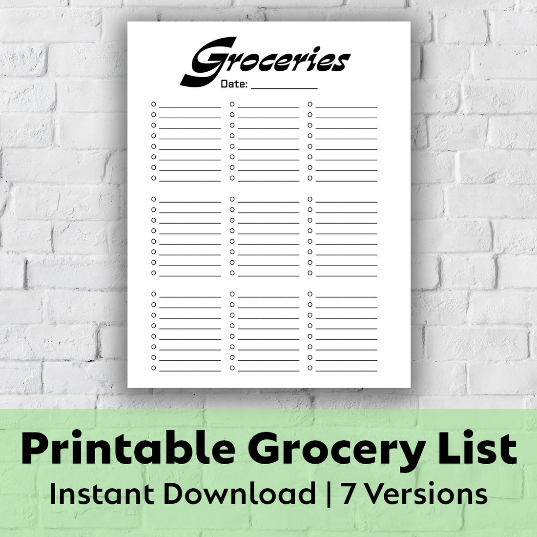 Printable Grocery List - Vintage
