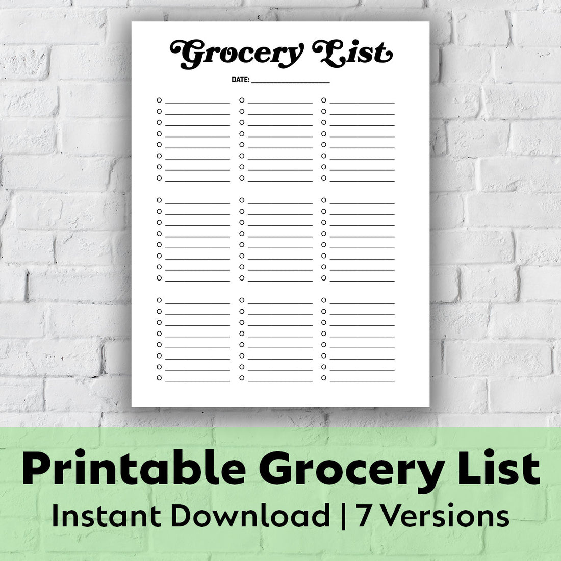 Printable Grocery List - Grocery List