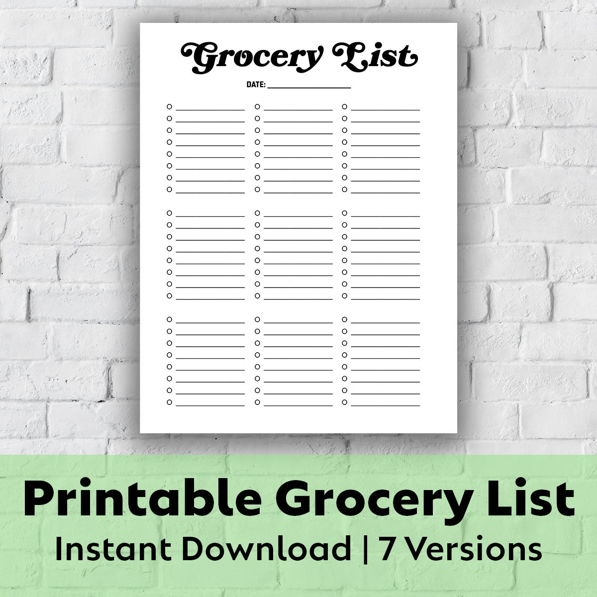 Printable Grocery List - Grocery List