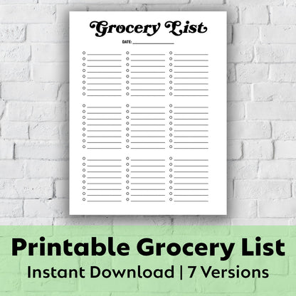 Printable Grocery List - Grocery List