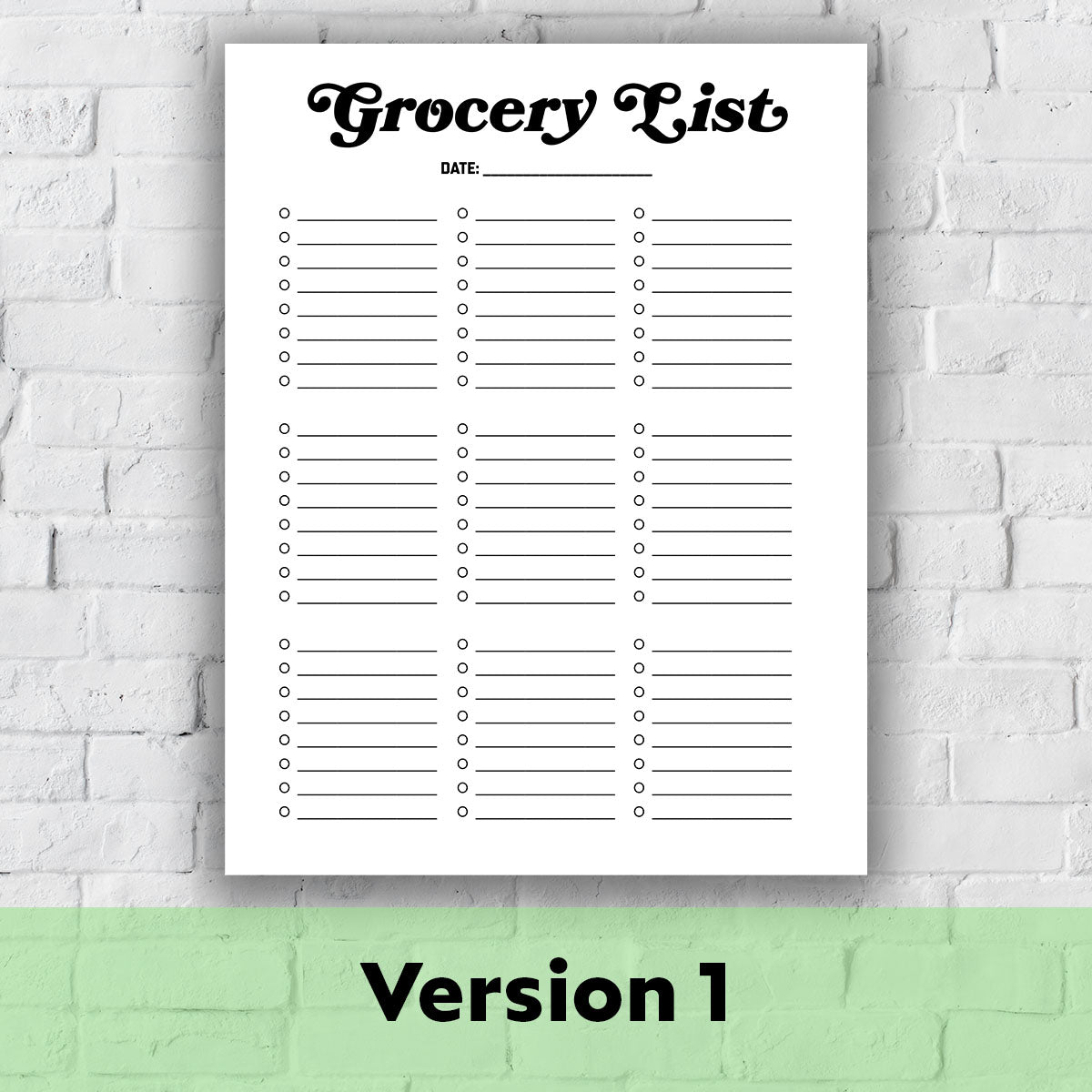 Printable Grocery List - Grocery List