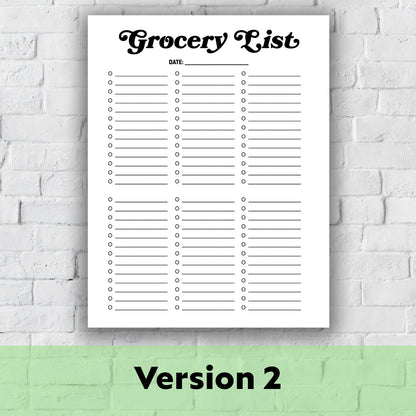 Printable Grocery List - Grocery List