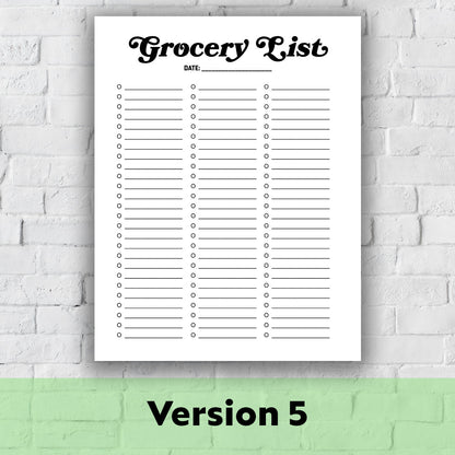 Printable Grocery List - Grocery List