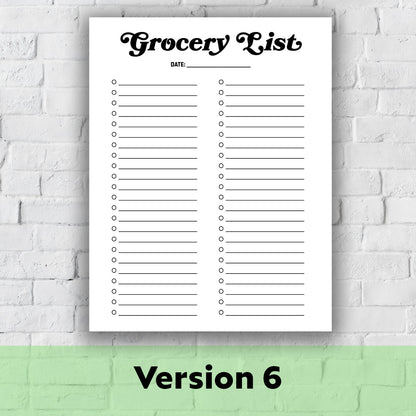 Printable Grocery List - Grocery List