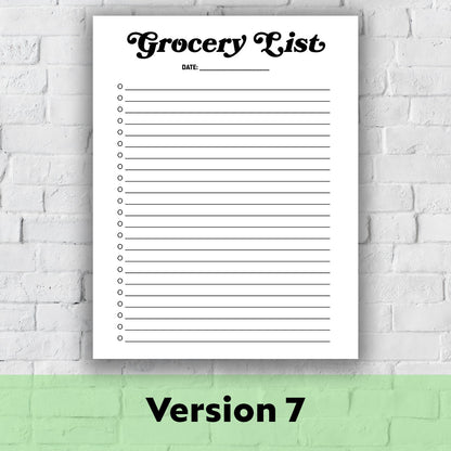 Printable Grocery List - Grocery List