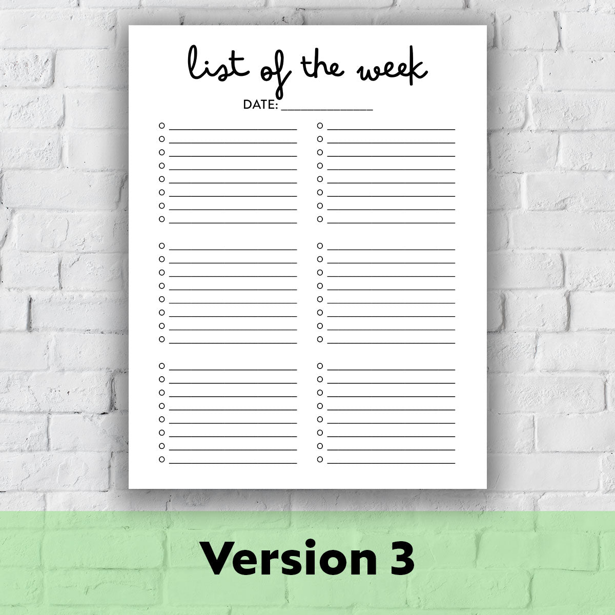 Printable Grocery List - List of the Week