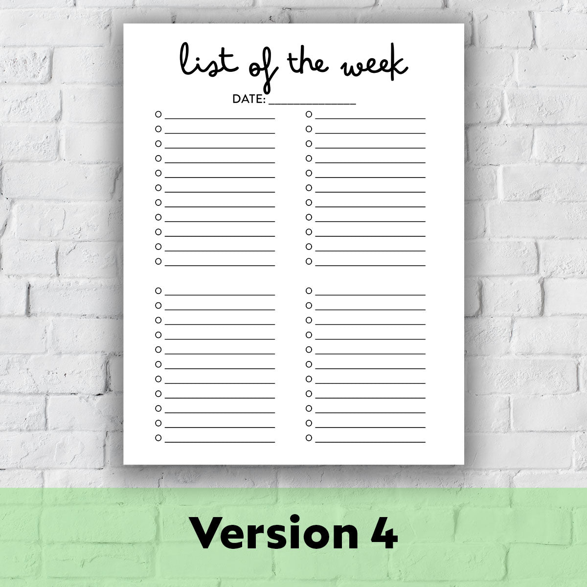 Printable Grocery List - List of the Week