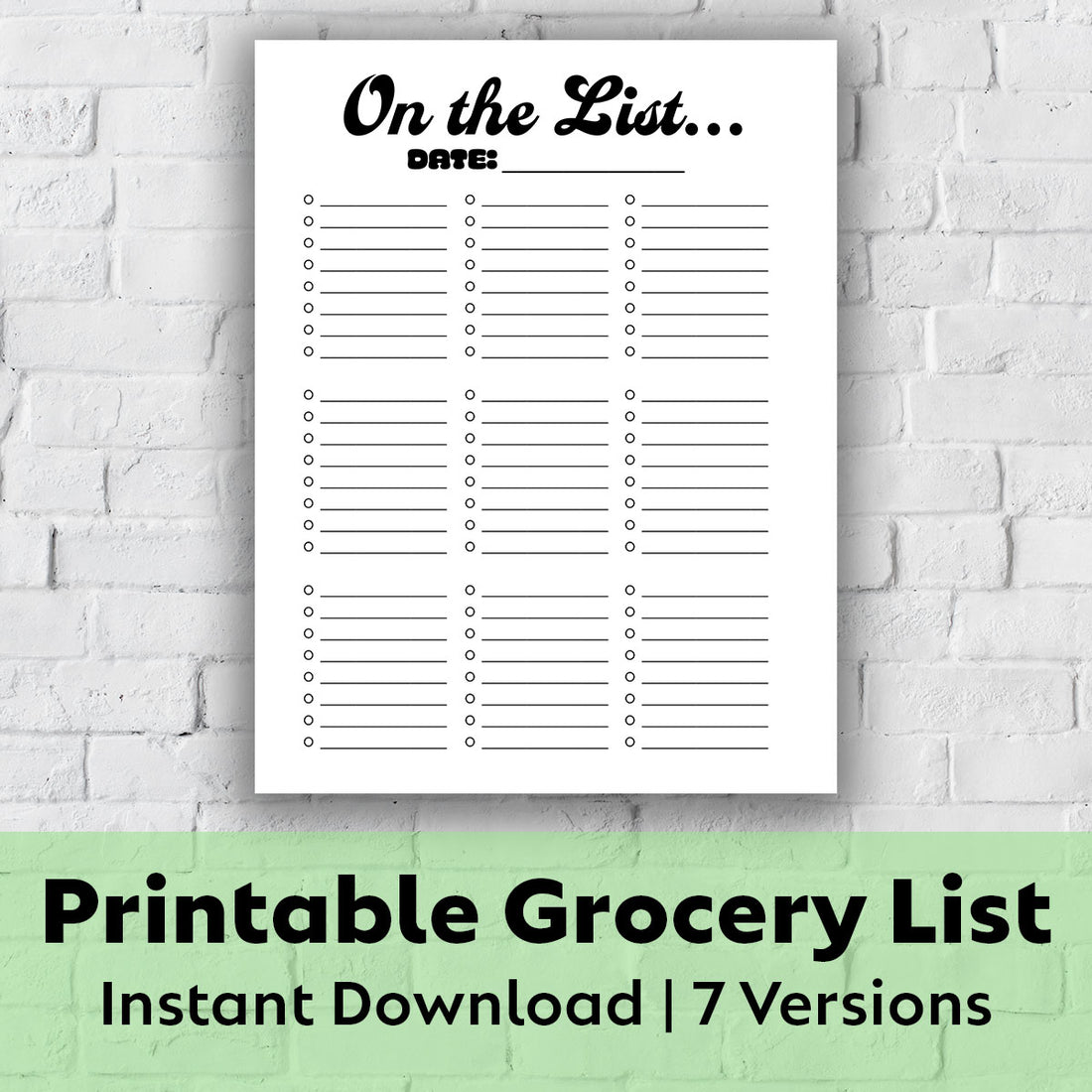 Printable Grocery List - On the List...