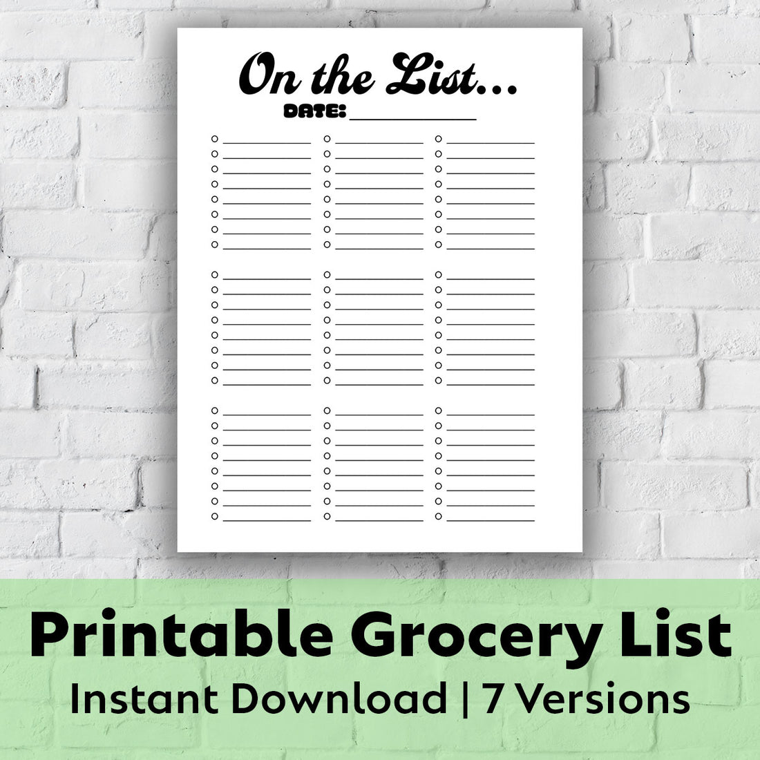 Printable Grocery List - On the List...