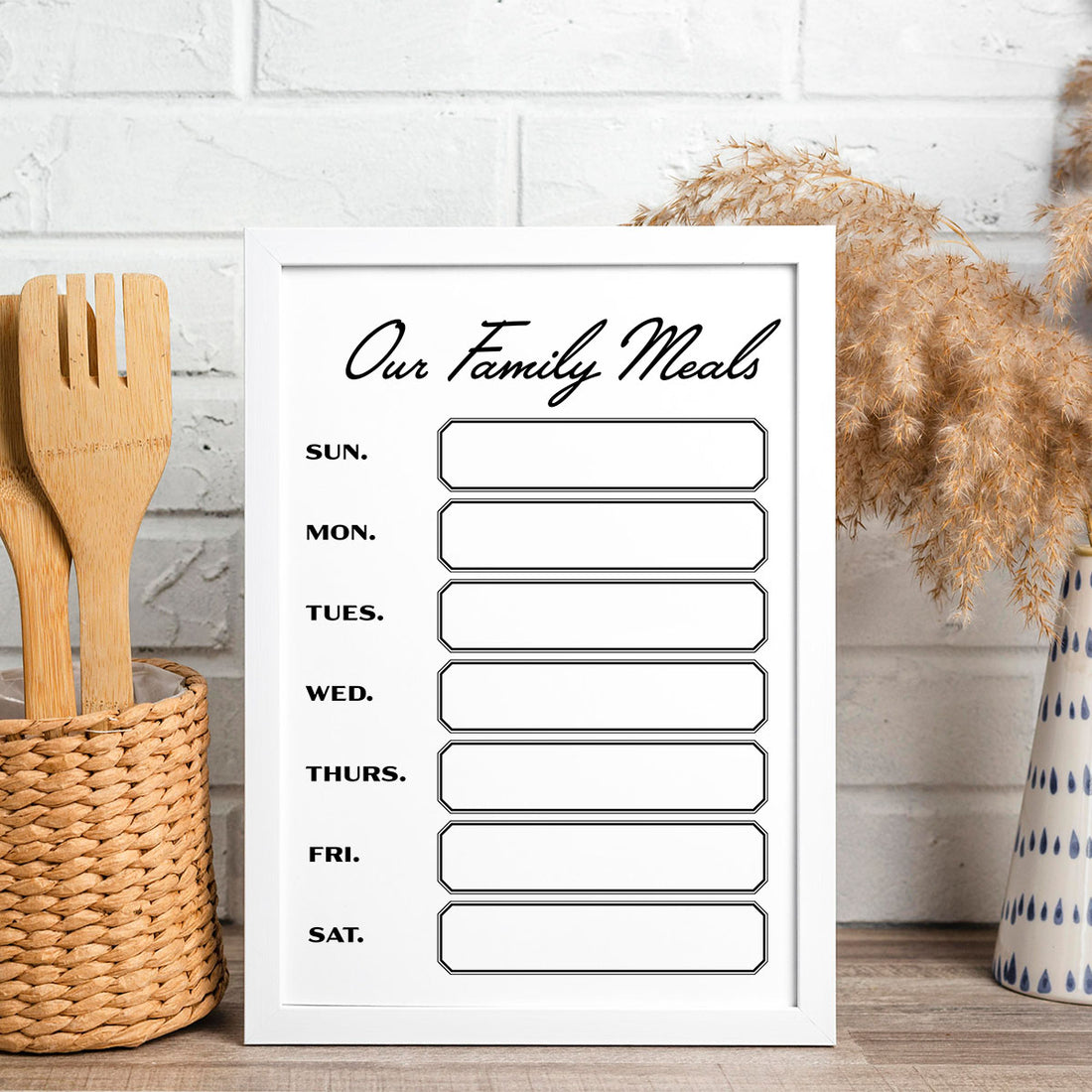 &quot;Our Family Meals&quot; Printable 1-Week Dinner Menu
