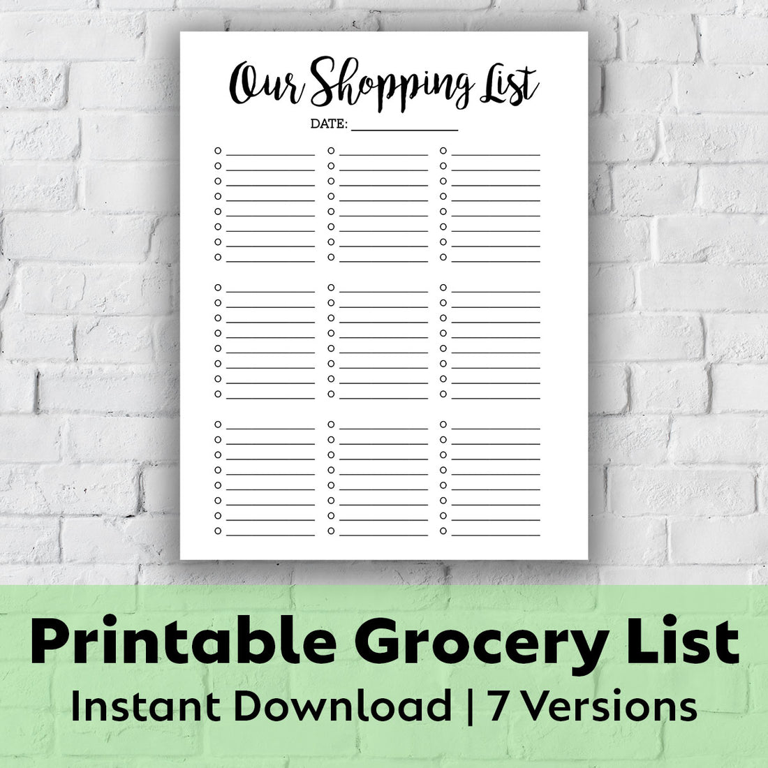 Printable Grocery List - Our Shopping List