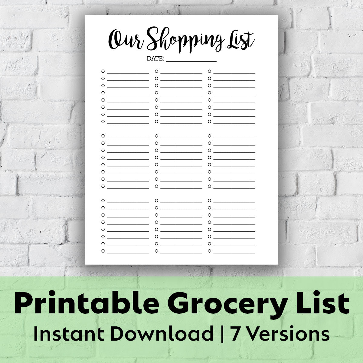 Printable Grocery List - Our Shopping List