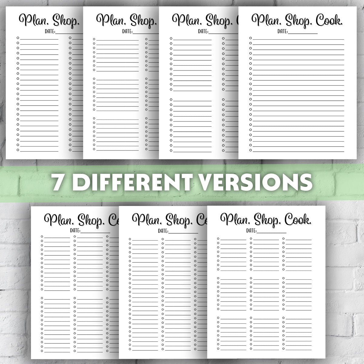 Printable Grocery List - Plan. Shop. Cook.