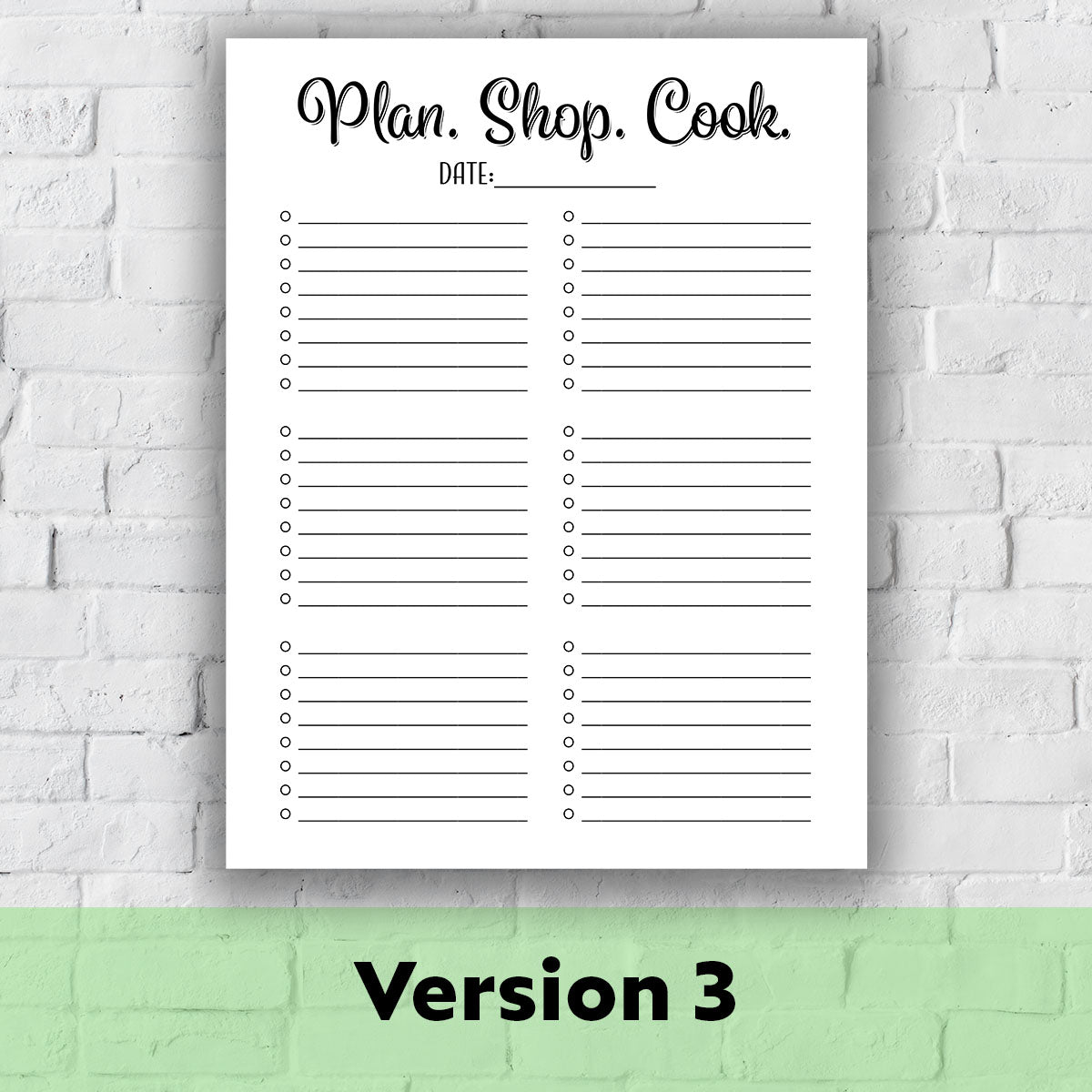 Printable Grocery List - Plan. Shop. Cook.