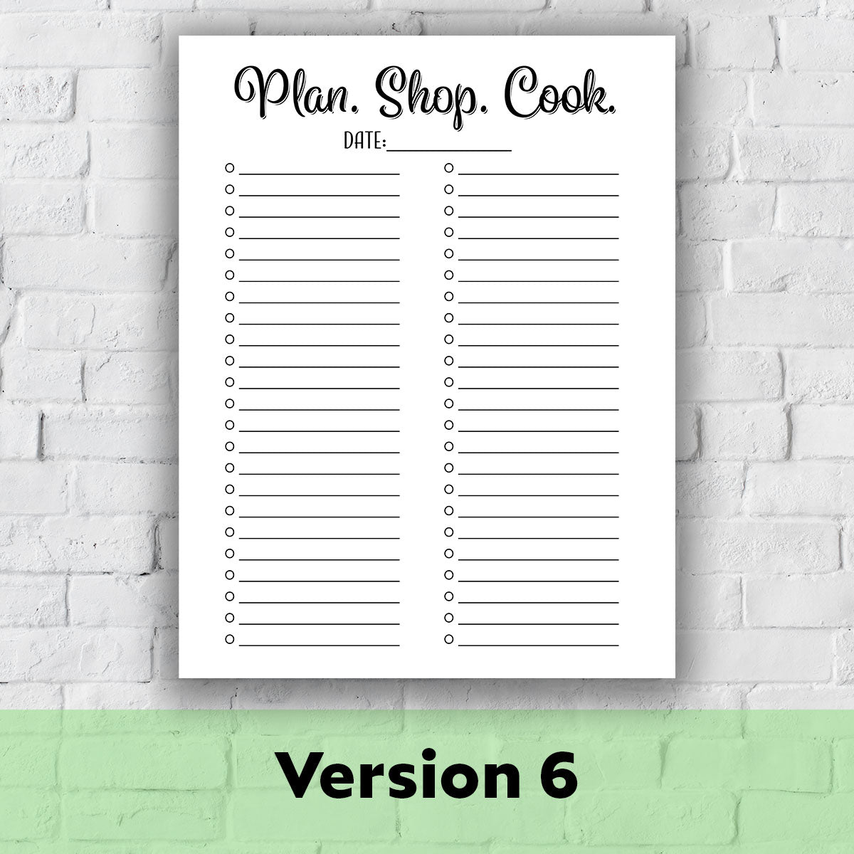 Printable Grocery List - Plan. Shop. Cook.