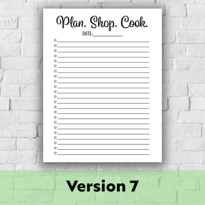 Printable Grocery List - Plan. Shop. Cook.