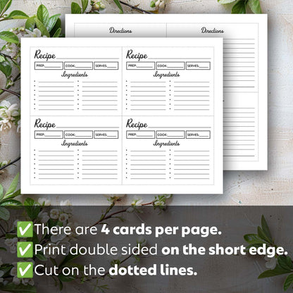 Printable Recipe Card - Modern Style 3