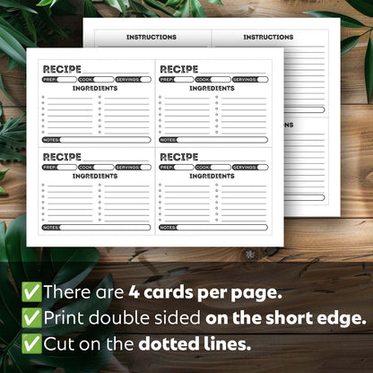 Printable Recipe Card - Modern Style 2