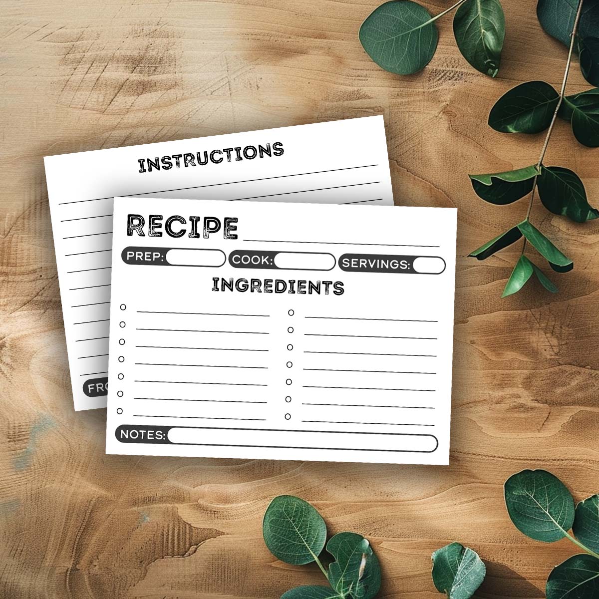 Printable Recipe Card - Modern Style 2