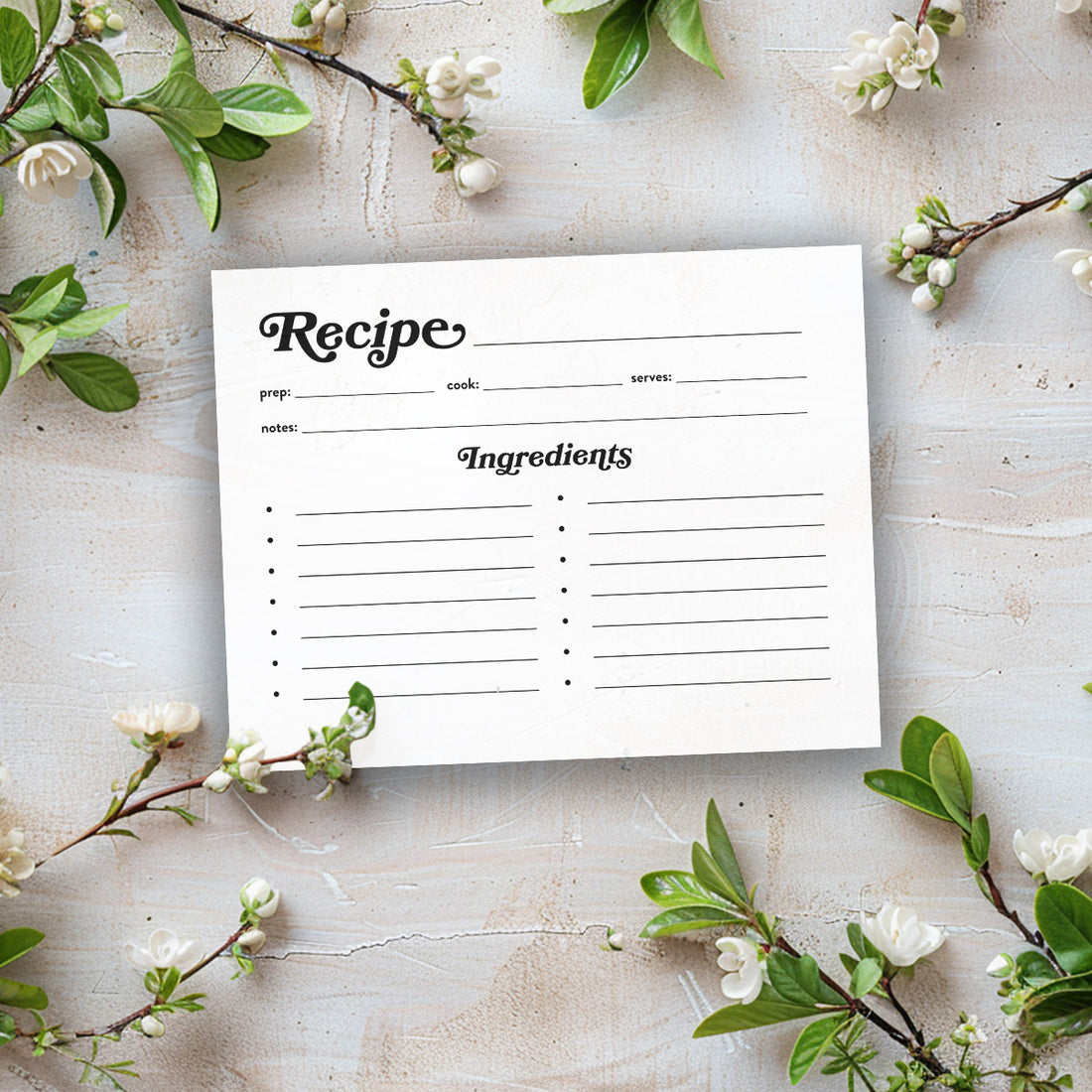 Printable Recipe Card - Vintage Style 1