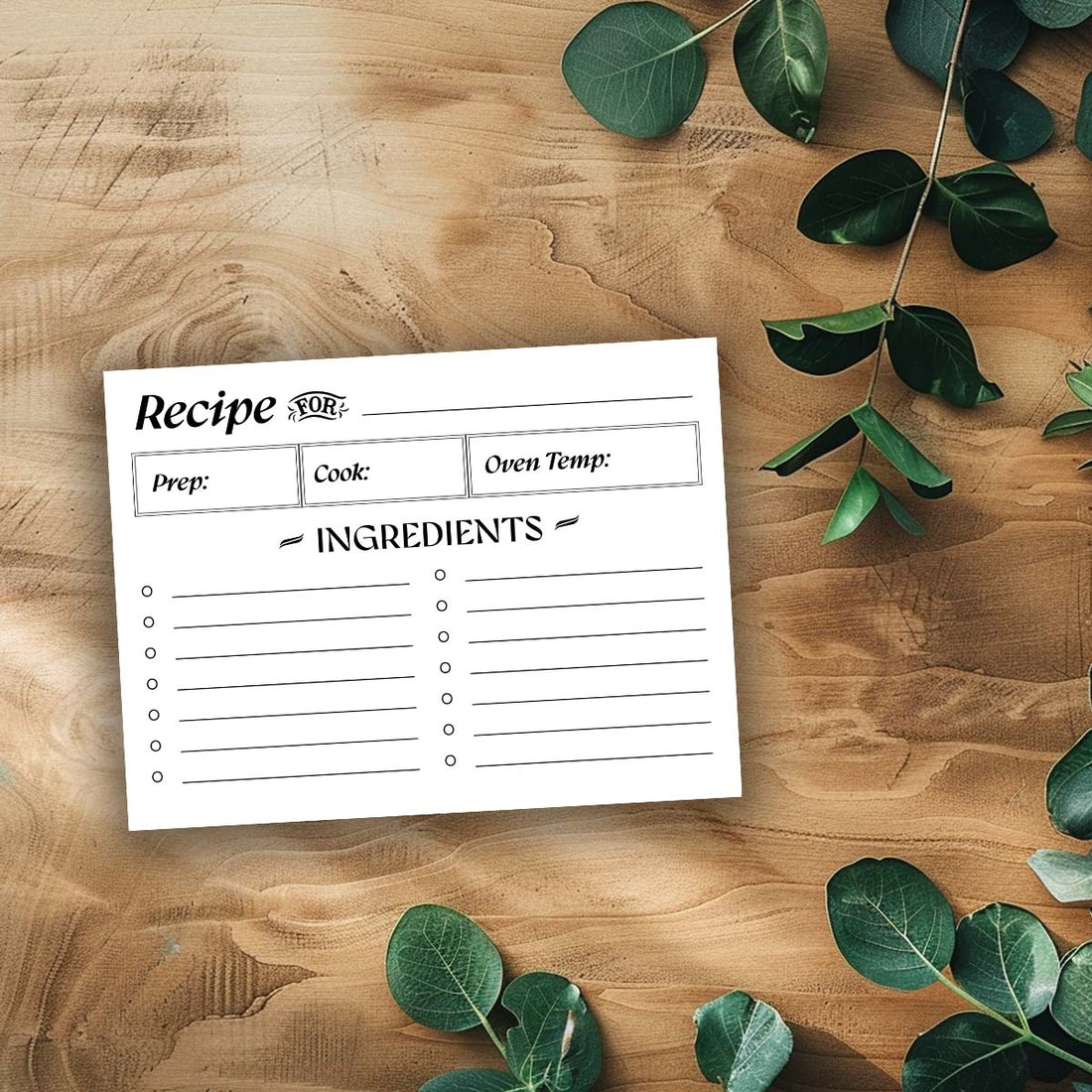 Printable Recipe Card - Vintage Style 3