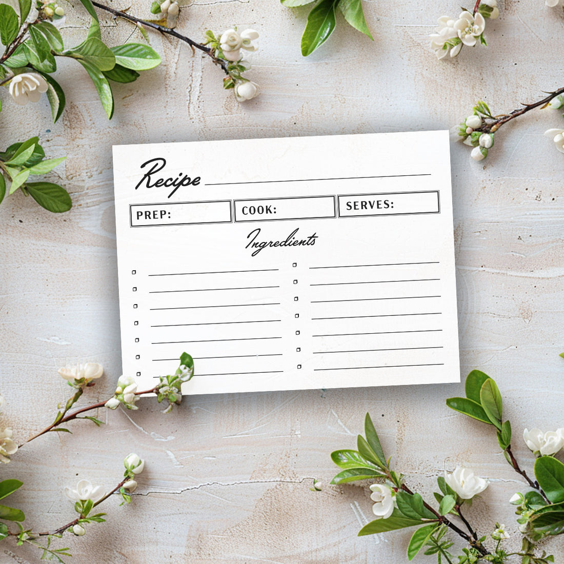 Printable Recipe Card - Vintage Style 2